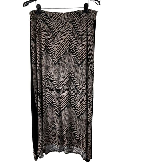 PerSeption Chevron Maxi Skirt 3X Black Side Panel Stretchy Spandex Made in USA - Picture 7 of 9